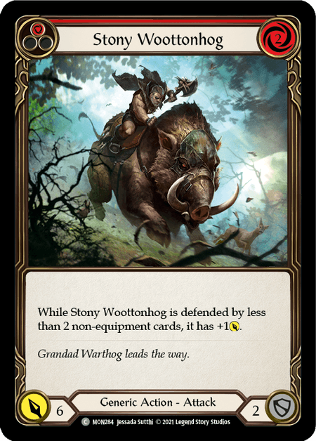 Stony Woottonhog (Red) — Monarch Flesh and Blood card by Jessada Sutthi