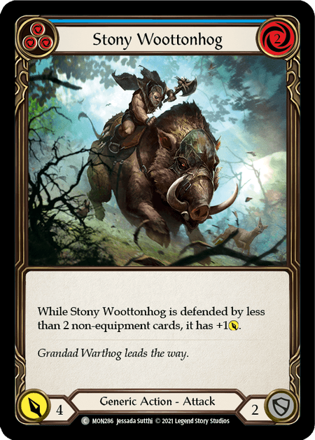 Stony Woottonhog (Blue) — Monarch Flesh and Blood card by Jessada Sutthi