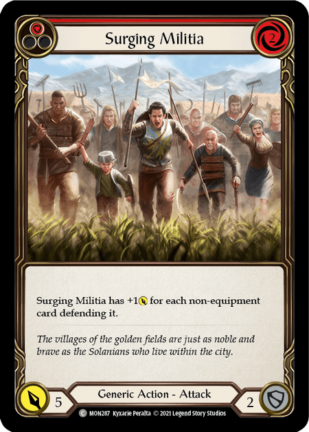 Surging Militia (Red) — Monarch Flesh and Blood card by Kyxarie Peralta