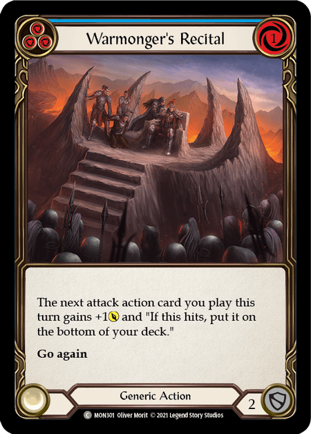 Warmonger's Recital (Blue) — Monarch Flesh and Blood card by Oliver Morit