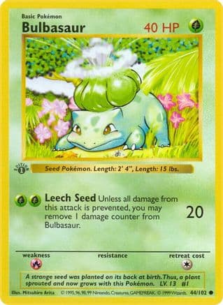 Bulbasaur — Base Set (Shadowless)
