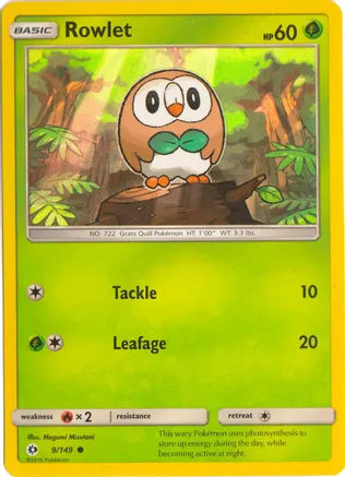 Rowlet - 9/149 (Water Web Holo) — Miscellaneous Cards & Products