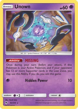 Unown (92) — SM - Lost Thunder
