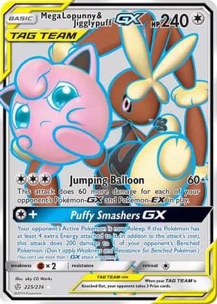 Mega Lopunny & Jigglypuff GX (Full Art) — SM - Cosmic Eclipse