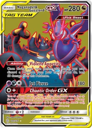Naganadel & Guzzlord GX (Full Art) — SM - Cosmic Eclipse