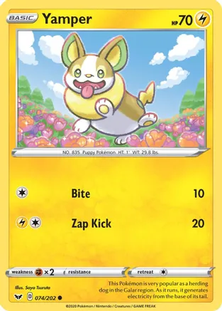 Yamper (074) — SWSH01: Sword & Shield Base Set