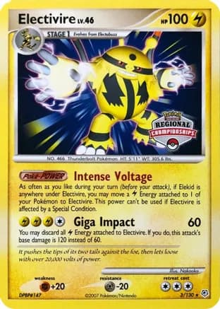 Electivire - 3/130 (Regional Championships) — League & Championship Cards