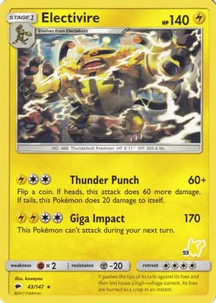 Electivire - 43/147 (#53 Pikachu Stamped) — Battle Academy