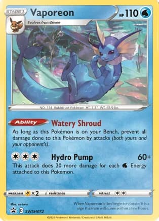 Vaporeon - SWSH072 — SWSH: Sword & Shield Promo Cards