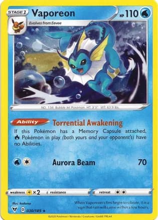 Vaporeon - 030/185 (Cosmos Holo) — Miscellaneous Cards & Products
