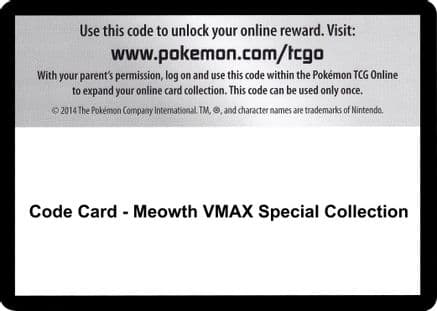 Code Card - Meowth VMAX Special Collection — Miscellaneous Cards & Products