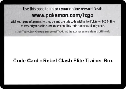 Code Card - Rebel Clash Elite Trainer Box — SWSH02: Rebel Clash