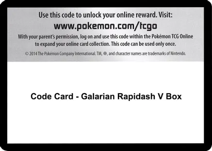Code Card - Galarian Rapidash V Box — SWSH05: Battle Styles