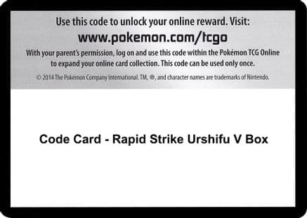 Code Card - Rapid Strike Urshifu V Box — SWSH05: Battle Styles