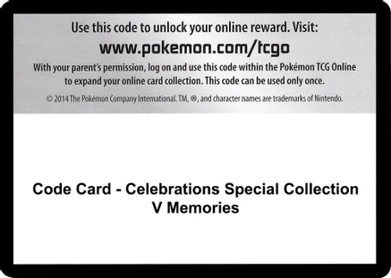 Code Card - Celebrations Special Collection - V Memories — Celebrations