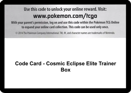 Code Card - Cosmic Eclipse Elite Trainer Box — SM - Cosmic Eclipse