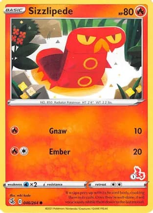 Sizzlipede - 046/264 (#1 Cinderace Stamped) — Battle Academy 2022