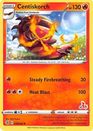 Centiskorch - 049/264 (#15 Cinderace Stamped) — Battle Academy 2022