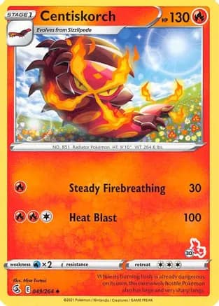 Centiskorch - 049/264 (#30 Cinderace Stamped) — Battle Academy 2022