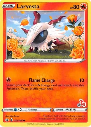 Larvesta - 023/198 (#19 Cinderace Stamped) — Battle Academy 2022