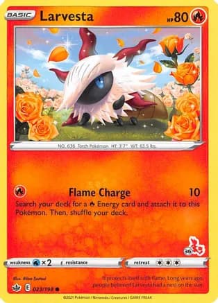 Larvesta - 023/198 (#36 Cinderace Stamped) — Battle Academy 2022