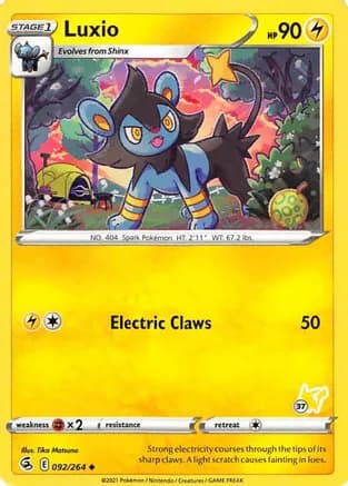 Luxio - 092/264 (#37 Pikachu Stamped) — Battle Academy 2022
