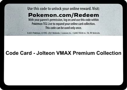 Code Card - Jolteon VMAX Premium Collection — Miscellaneous Cards & Products