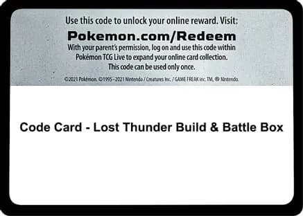 Code Card - Lost Thunder Build & Battle Box — SM - Lost Thunder