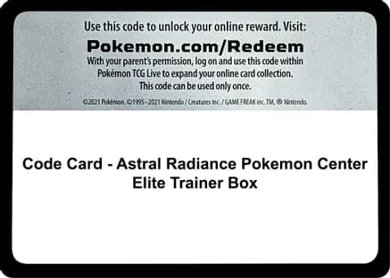 Code Card - Astral Radiance Pokemon Center Elite Trainer Box — SWSH10: Astral Radiance