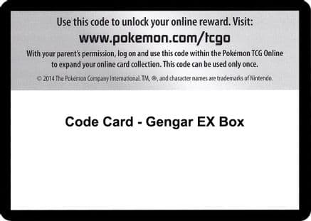 Code Card - Gengar EX Box — XY - Evolutions