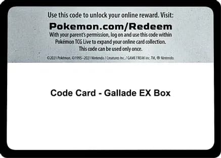 Code Card - Gallade EX Box — XY - Phantom Forces