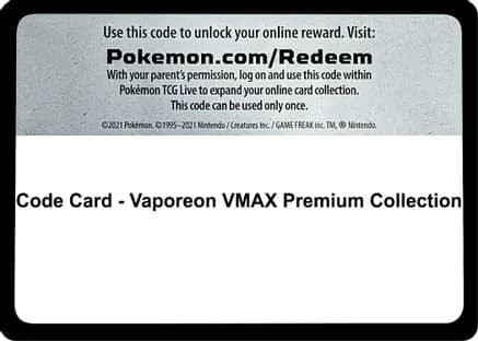 Code Card - Vaporeon VMAX Premium Collection — Miscellaneous Cards & Products
