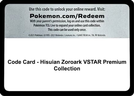 Code Card - Hisuian Zoroark VSTAR Premium Collection — SWSH11: Lost Origin