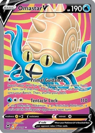 Omastar V (Full Art) — SWSH12: Silver Tempest