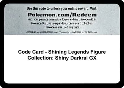 Code Card - Shining Legends Figure Collection: Shiny Darkrai GX — Shining Legends