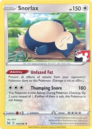 Snorlax - 143/196 — Prize Pack Series Cards