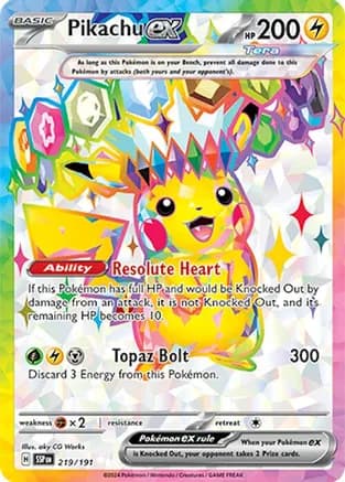 Pikachu ex - 219/191 — SV08: Surging Sparks