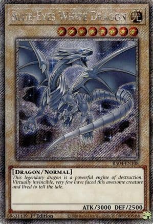 Blue-Eyes White Dragon (8th Art) (Platinum Secret Rare) — Quarter Century Stampede