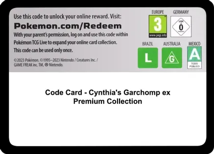 Code Card - Cynthia's Garchomp ex Premium Collection — Miscellaneous Cards & Products