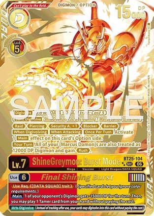 ShineGreymon: Burst Mode // Final Shining Burst (Rare Pull) — Dual Revolution