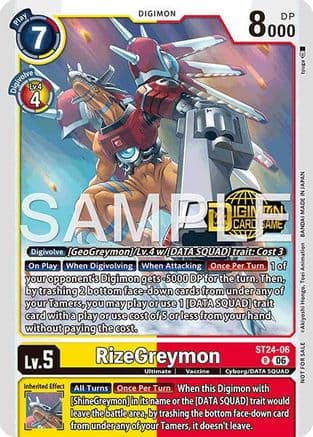 RizeGreymon (Welcome Tamers Pack Vol.2) — Starter Deck 24: Data Squad Release Event Cards