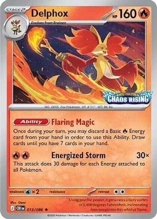 Delphox - 013/086 (Chaos Rising Stamped) — Miscellaneous Cards & Products