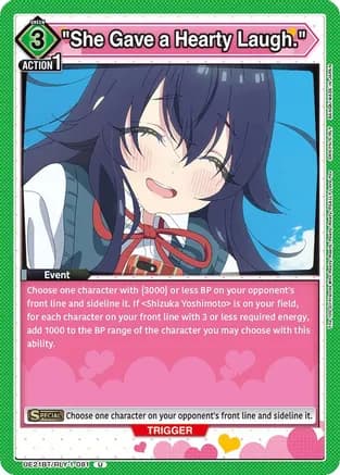 She Gave a Hearty Laugh. — UE21BT: The 100 Girlfriends Who Really, Really, Really, Really, REALLY Love You