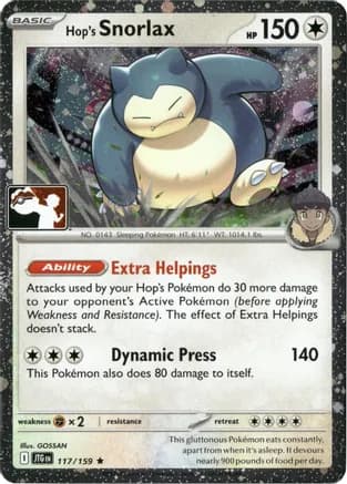Hop's Snorlax - 117/159 (Cosmos Holo) — Prize Pack Series Cards