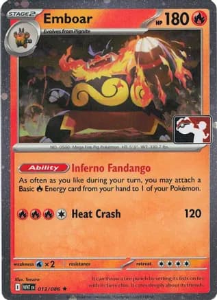 Emboar - 013/086 (Cosmos Holo) — Prize Pack Series Cards