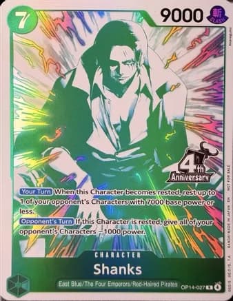 Shanks (4th Anniversary Treasure Campaign Pack) — One Piece Promotion Cards